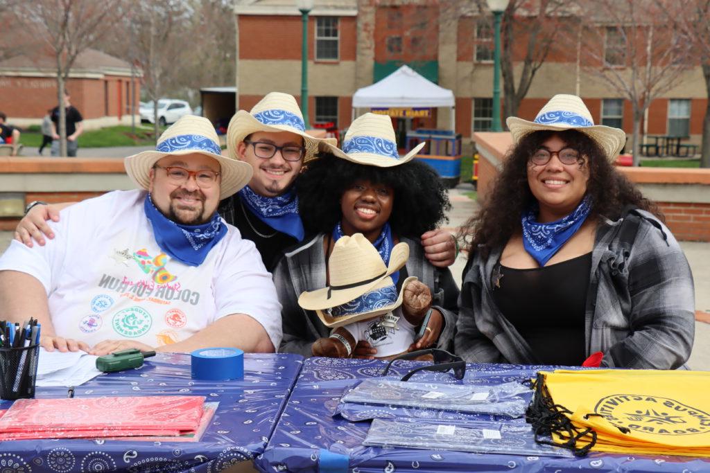 smiling students with wayne kreis at springfest